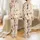 Dog Lovers' Off-White Whimsical Shiba Inu Corgi Dachshund Puppy Pattern with Tan, Brown & Blue Accents Satin Pajamas Set - 1