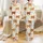 Women's Whimsical Highland Cow & Calf Pattern, Caramel Fur, Blush Floral Crowns, Cream Background Satin Pajamas Set - 1