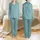 Women's Desaturated Teal Tonal Geometric Interlocking Woven Texture Pattern Satin Pajamas Set - 1