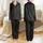 Women's Minimalist Abstract Organic Line Pattern Monochromatic Black Charcoal Gray Tone-on-Tone Vector Art Satin Pajamas Set - 1