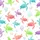 Women's Whimsical Watercolor Teal Aqua Lavender Coral Fuchsia Sea Turtle Seamless Pattern Satin Pajamas Set - 2