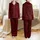 Women's Deep Crimson Red Black Intricate Seamless Floral Lace Leafy Motif Pattern Satin Pajamas Set - 1
