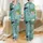 Women's Whimsical Cat Garden Playful Multicolored Felines Lush Green Foliage Sky Blue Floral Pattern Satin Pajamas Set - 1