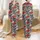 Women's Romantic Black Lace Crimson Rose White Pearl Gold Filigree Tapestry Satin Pajamas Set - 1