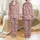 Women's Dusty Rose Pink Black Maroon White Mixed Heart Art Pattern Satin Pajamas Set - 1