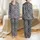 Women's Deep Navy Cream Beige Bohemian Ornamental Folk Art Paisley Satin Pajamas Set - 1