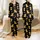 Women's Playful Golden Yellow Labrador Puppy & White Bone Black Seamless Pattern Satin Pajamas Set - 1