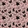 Women's Muted Rose Pink Black Butterfly Silhouette & Delicate Line Art Pattern with Hearts Satin Pajamas Set - 2