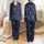 Women's Deep Navy Whimsical White Gray Outline Celestial Butterfly Moon Star Planet Pattern Satin Pajamas Set - 1