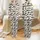 Women's Creamy Off-White Pinstripe Scattered Flat Black Bow Graphic Satin Pajamas Set - 1