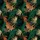Women's Sophisticated Vintage Botanical Interwoven Tropical Leaves Emerald Gold Black Pattern Satin Pajamas Set - 2