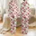 Women's Illustrative Fuchsia Deep Pink Rose & Green Leaf Pattern with Pastel Pink Bows on Cream Satin Pajamas Set - 1