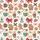 Women's Cheerful Red Green Watercolor Christmas Gingerbread Reindeer Snowflakes All-Over Satin Pajamas Set - 2