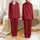 Women's Deep Cardinal Ruby Red Tone-on-Tone Abstract Animal Spot Curvilinear Pattern Satin Pajamas Set - 1