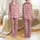 Comfort Seekers' Dusty Rose Pink Tonal Intertwined Cable Knit Illustrative Design Satin Pajamas Set - 1