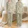 Women's Elegant Hand-Drawn Muted Beige Brown Lily & Dark Green Foliage Pattern Satin Pajamas Set - 1