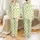 Women's Whimsical Pastel Lime Green Cream Scalloped Checkerboard Rabbit & Playful Letters M D Q Satin Pajamas Set - 1