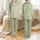 Women's Muted Olive Khaki Cream Organic Leaf Vine Seamless Pattern Satin Pajamas Set - 1