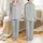 Women's Delicate Black Abstract Geometric Line Pattern on Light Silver Satin Pajamas Set - 1