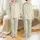 Women's Delicate Vintage Botanical Sage Olive Floral Intertwined Branches Golden Berries Satin Pajamas Set - 1