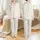 Women's Elegant Creamy Off-White Subtle Debossed Geometric Weave Black Polka Dots Scalloped Wavy Outlines Satin Pajamas Set - 1
