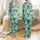 Women's Pale Aqua Deep Teal Tropical Foliage Tiger Stripe Leopard Rosette Zebra Stripe Pattern Satin Pajamas Set - 1