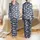 Women's Elegant Painterly Lily Botanical Motif Cream Rose Mauve Teal Indigo Pattern Satin Pajamas Set - 1