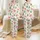 Women's Hand-Drawn Whimsical Spruce Green Christmas Trees Rose Pink Bows Golden Stars Creamy White Pattern Satin Pajamas Set - 1