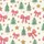 Women's Hand-Drawn Whimsical Spruce Green Christmas Trees Rose Pink Bows Golden Stars Creamy White Pattern Satin Pajamas Set - 2