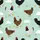 Women's Playful Speckled Hens, Red-Combed Roosters, & Chicks Pale Aqua Farm Pattern Satin Pajamas Set - 2
