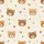 Women's Whimsical Teddy Bear Faces Paw Print Honeycomb Leaf Pattern Creamy Beige Warm Brown Sage Green Satin Pajamas Set - 2