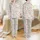 Women's Whimsical Hand-Drawn Abstract Floral Scatter in Pastel Pink Sage Lavender Blue Yellow on White Satin Pajamas Set - 1