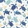 Women's Hand-Drawn Indigo Aqua Blue Sea Turtle, Starfish & Coral Ocean Pattern Satin Pajamas Set - 2