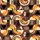 Women's Abstract Minimalist Thermal Wave Pattern: Cocoa Brown, Warm Beige, Jet Black, Fiery Orange, Yellow Accents Satin Pajamas Set - 2
