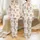 Gentle Aesthetic Women's Playful Cartoon Bears Pastel Blobs Muted Rainbows Cream Satin Pajamas Set - 1