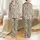 Women's Organic Leopard Spot Pattern in Charcoal Brown & Warm Medium Brown on Creamy Beige Satin Pajamas Set - 1