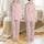 Women's Whimsical Watercolor Pastel Pink Santa Face Wreath Hot Pink Bow Holly Pattern Satin Pajamas Set - 1