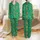 Women's Emerald Green Whimsical Gingerbread Men Candy Cane Star Cookie Filigree Pattern Satin Pajamas Set - 1
