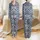 Women's Deep Sapphire Blue Cream Off-White Ornate Baroque Damask Acanthus Pattern Satin Pajamas Set - 1