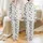 Women's Off-White Dark Navy Blue Elegant Vector Bows Roses Polka Dots Seamless Pattern Satin Pajamas Set - 1