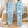 Dreamers' Sky Blue Whimsical Cloud Pastel Star Flat Graphic Pattern Satin Pajamas Set - 1