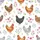 Women's Charming Watercolor Farm Chickens & Hens with Rustic Brown, Orange, Grey Plumage, Fuchsia & Yellow Wildflowers on White Satin Pajamas Set - 2
