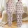Women's Soft White Pastel Pink Striped Muted Pink Strawberry Motif with Geometric Seeds Satin Pajamas Set - 1