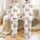 Animal Lovers' Whimsical Highland Cow & Rose Floral Rustic Watercolor Pattern with Soft Pinks, Sage, & Browns on White Satin Pajamas Set - 1
