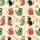 Women's Whimsical Hand-Drawn Festive Cats Pattern with Santa Hats, Stockings, Ornaments, Snowflakes, Cream Red Green Satin Pajamas Set - 2