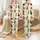 Women's Whimsical Hand-Drawn Festive Cats Pattern with Santa Hats, Stockings, Ornaments, Snowflakes, Cream Red Green Satin Pajamas Set - 1