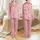 Women's Sweet Pastel Pink Monochromatic Seamless Interlocking Shapes with Layered Flat Hearts Satin Pajamas Set - 1