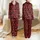 Women's Vibrant Red Black Buffalo Plaid Pine Tree Mountain Geometric Pattern Satin Pajamas Set - 1