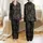 Women's Intricate Delicate Floral Lace Charcoal Grey Black Gold Filigree Satin Pajamas Set - 1