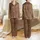 Women's Warm Sandy Beige Organic Leopard Spot Chocolate Brown Naturalistic Print Satin Pajamas Set - 1